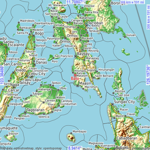 Topographic map of Bato