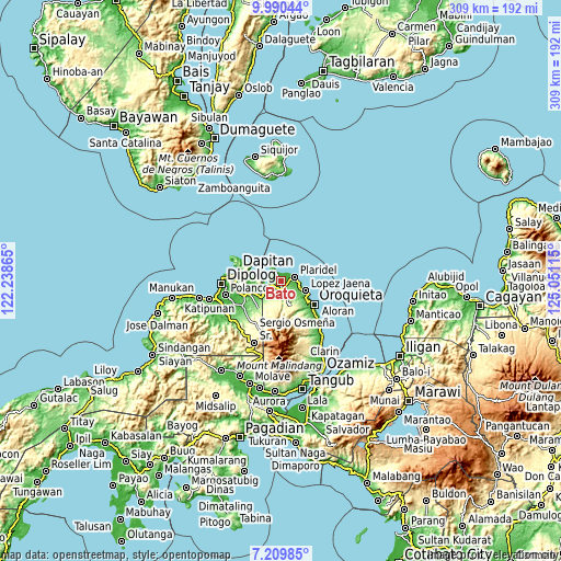 Topographic map of Bato