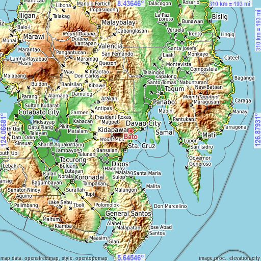 Topographic map of Bato