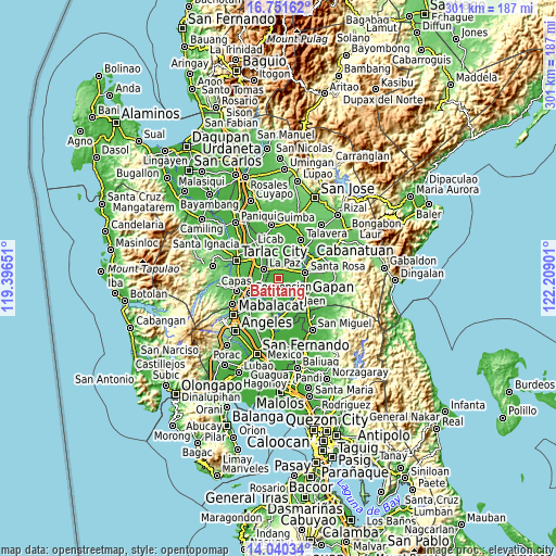 Topographic map of Batitang