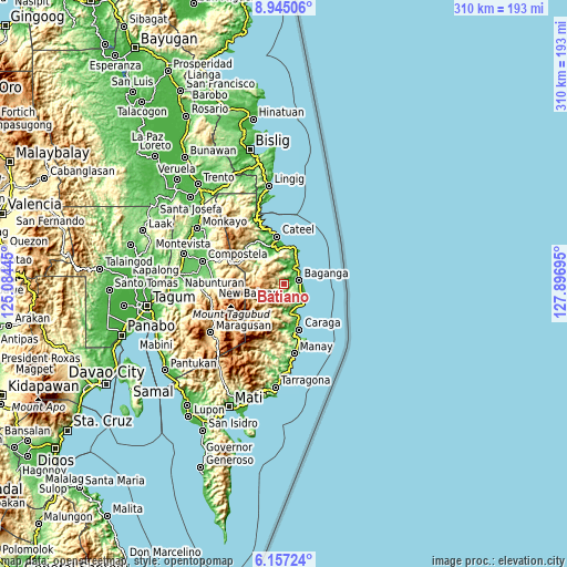 Topographic map of Batiano