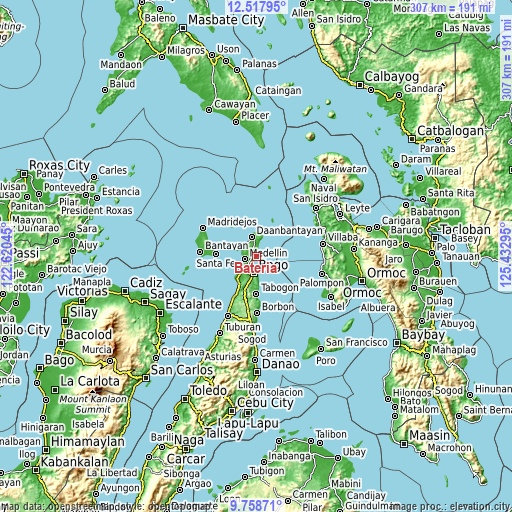 Topographic map of Bateria