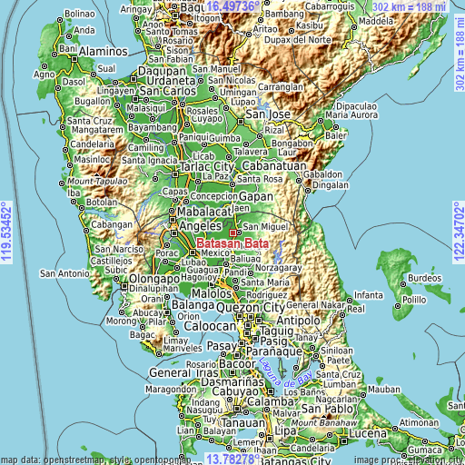 Topographic map of Batasan Bata