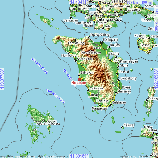 Topographic map of Batasan