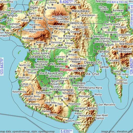 Topographic map of Batasan