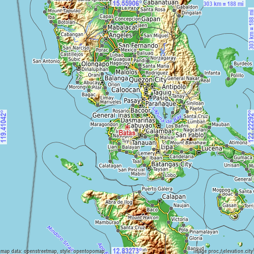 Topographic map of Batas