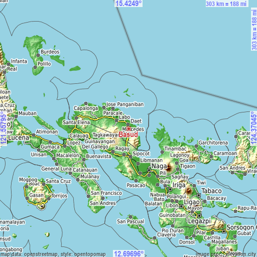 Topographic map of Basud