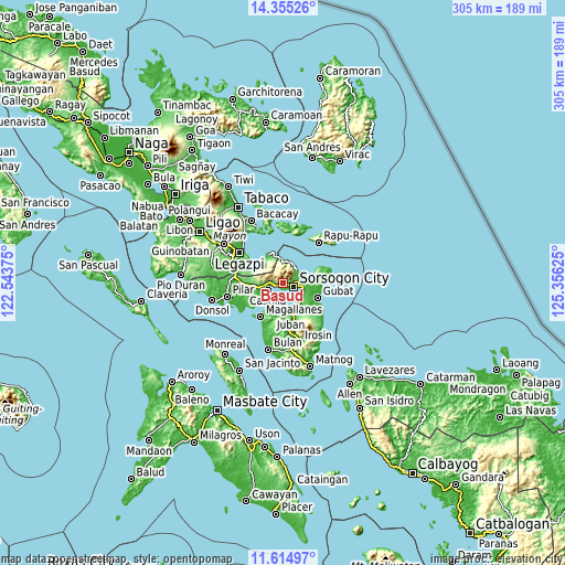 Topographic map of Basud