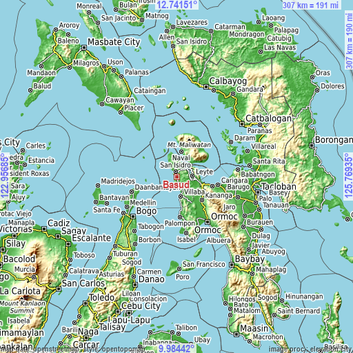 Topographic map of Basud