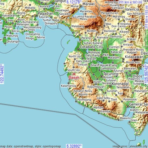 Topographic map of Basak