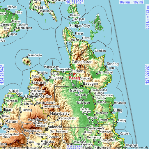 Topographic map of Basag