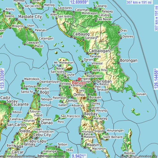 Topographic map of Barugo