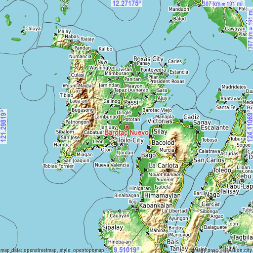 Topographic map of Barotac Nuevo