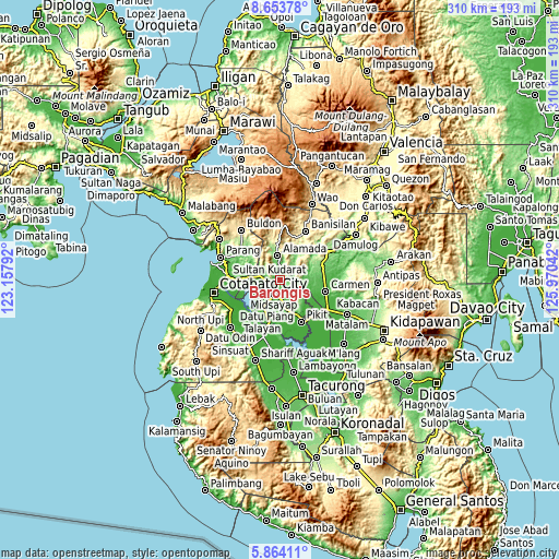 Topographic map of Barongis