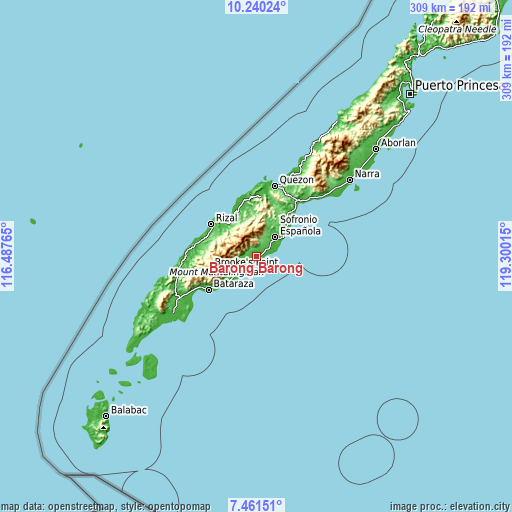 Topographic map of Barong Barong