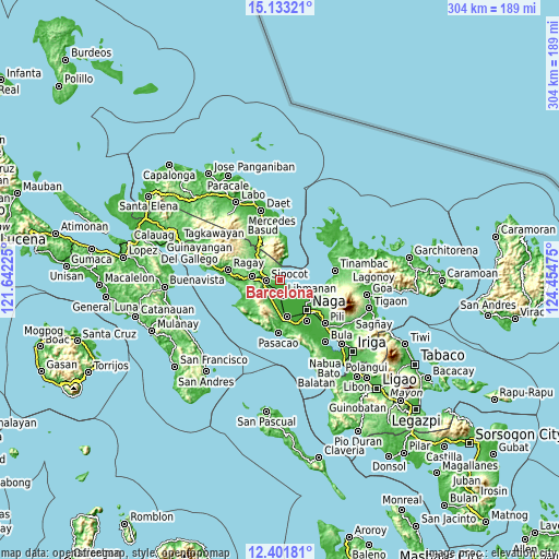 Topographic map of Barcelona