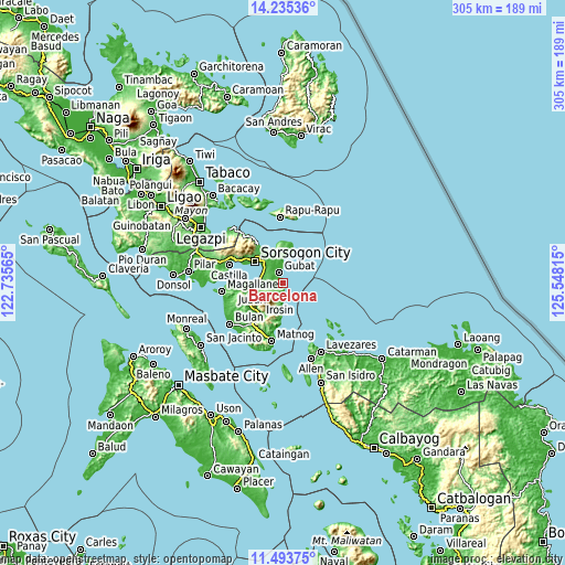 Topographic map of Barcelona