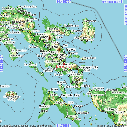 Topographic map of Barayong