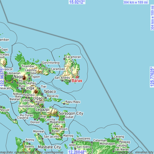 Topographic map of Baras