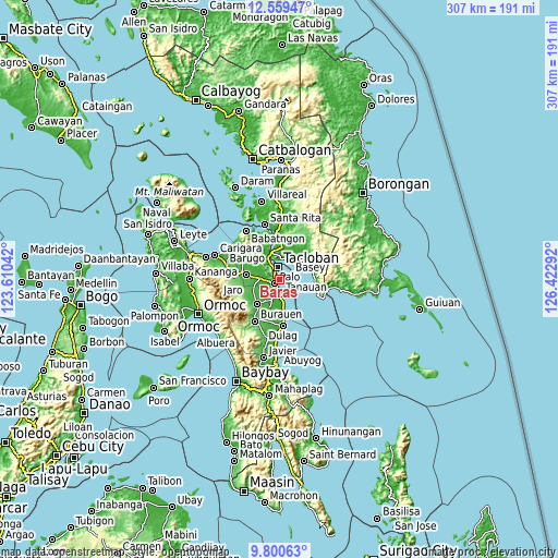 Topographic map of Baras