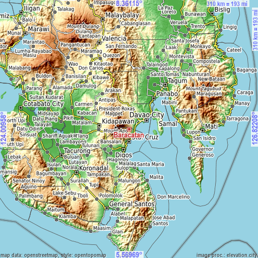 Topographic map of Baracatan