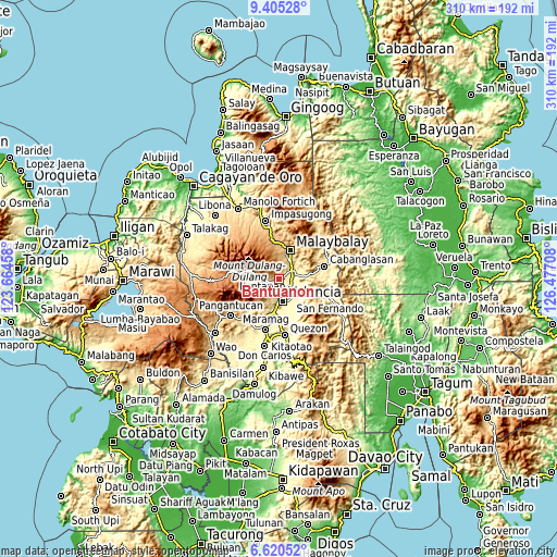 Topographic map of Bantuanon