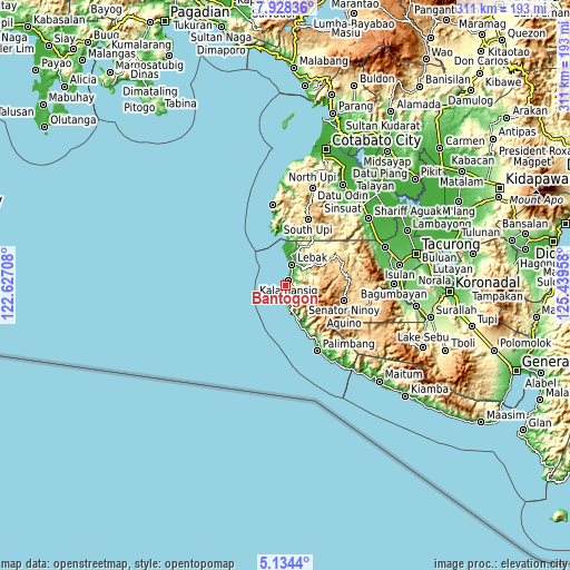 Topographic map of Bantogon