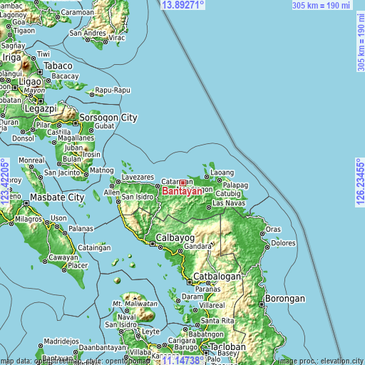 Topographic map of Bantayan