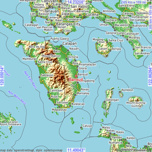 Topographic map of Bansud