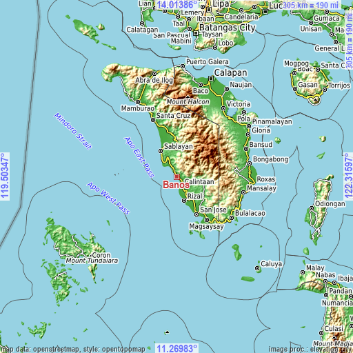 Topographic map of Banos