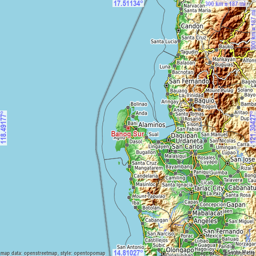 Topographic map of Banog Sur