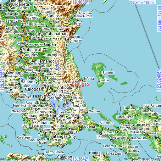 Topographic map of Banugao