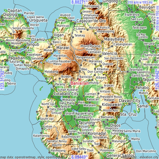 Topographic map of Banisilan