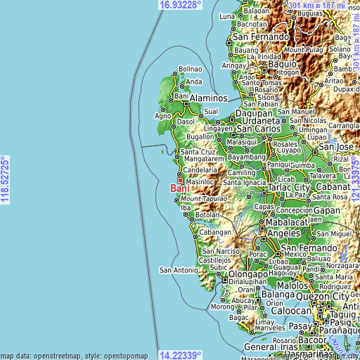 Topographic map of Bani