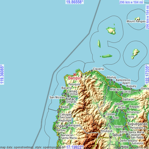 Topographic map of Bangui