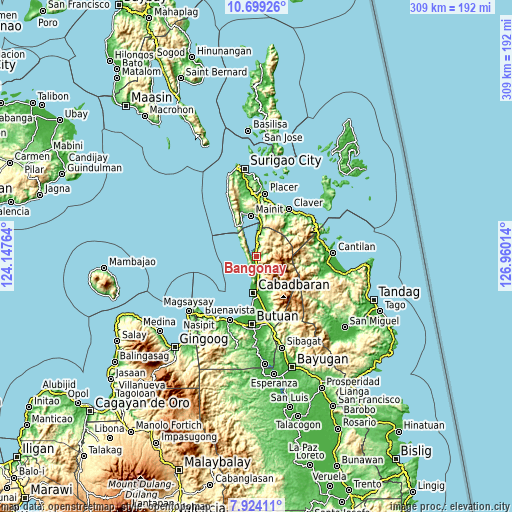 Topographic map of Bangonay