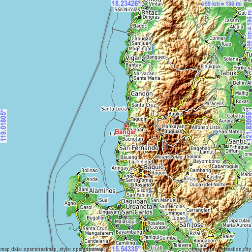 Topographic map of Bangar