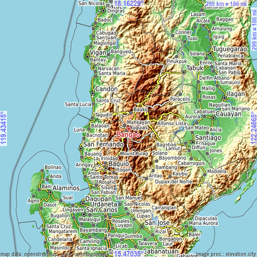 Topographic map of Bangao