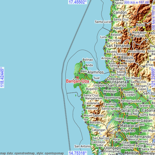 Topographic map of Bangan-Oda