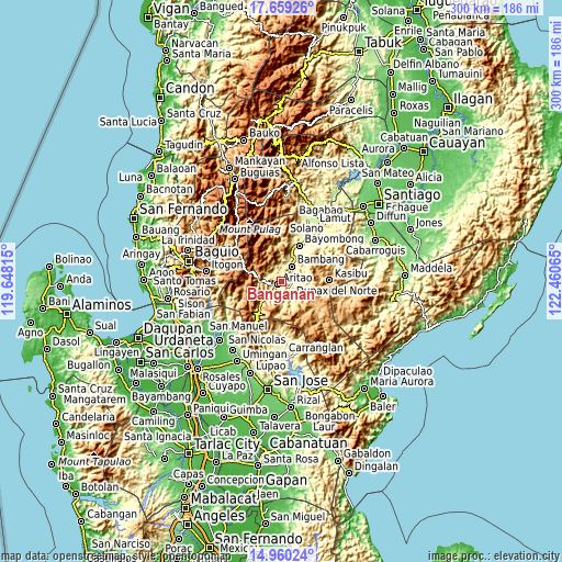 Topographic map of Banganan