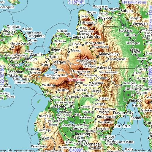 Topographic map of Bangahan