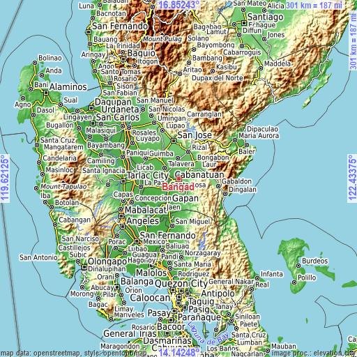 Topographic map of Bangad