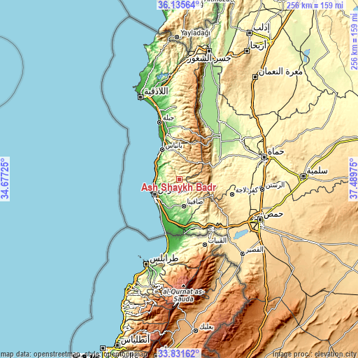 Topographic map of Ash Shaykh Badr