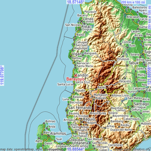 Topographic map of Banayoyo