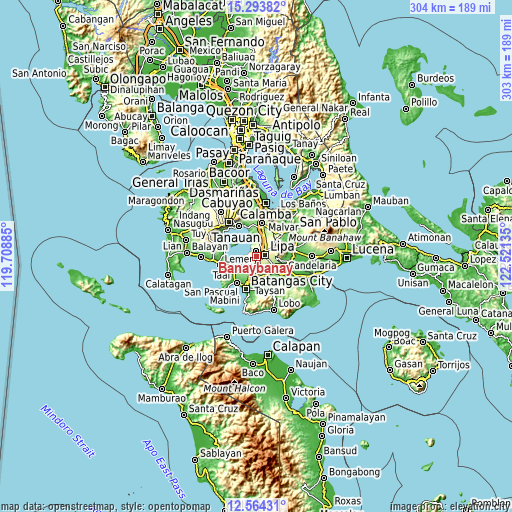 Topographic map of Banaybanay