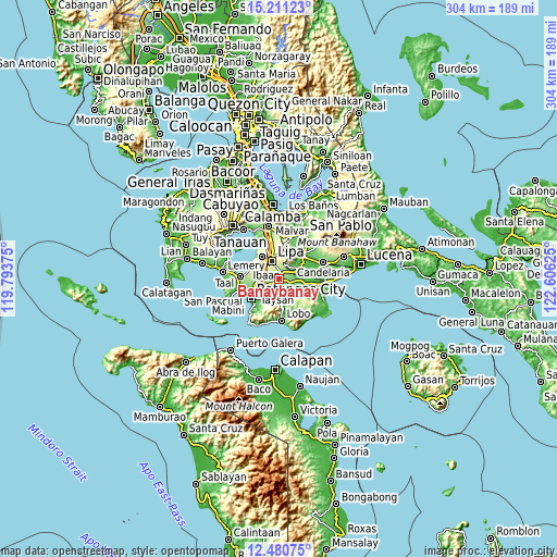 Topographic map of Banaybanay