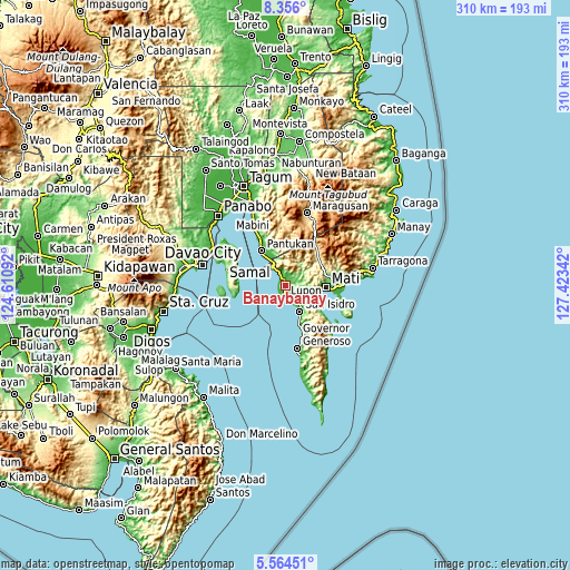 Topographic map of Banaybanay