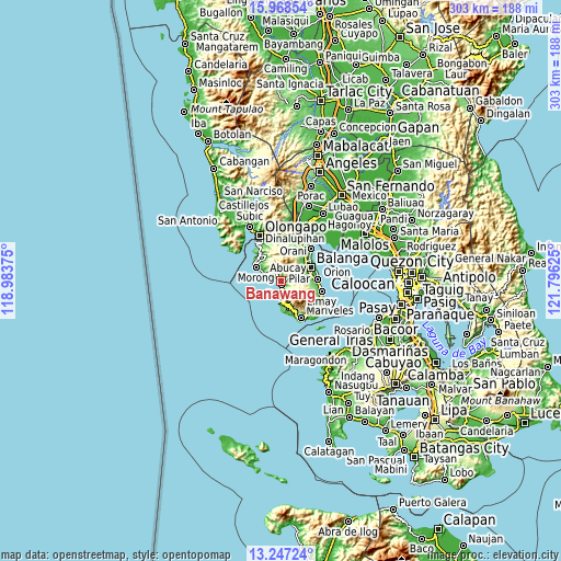 Topographic map of Banawang