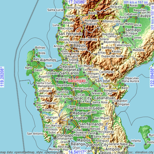 Topographic map of Balungao