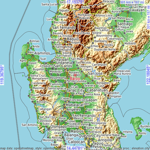 Topographic map of Baloy